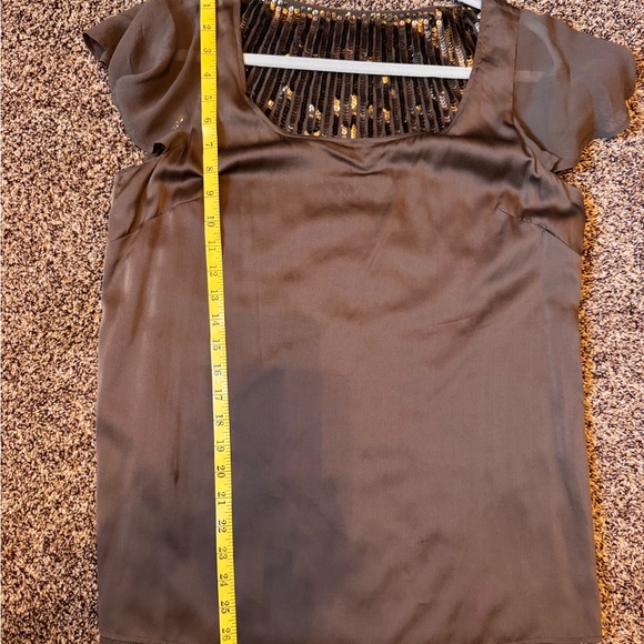 St John Dog Show Metallic Sequin Sheer Flutter Short Sleeve Blouse size small - Picture 15 of 16